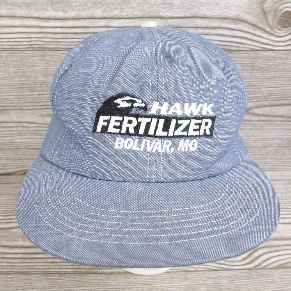 VINTAGE HAWK FERTILIZER BLUE FOAM SNAPBACK BASEBALL TRUCKER‎ HAT K-PRODUCTS